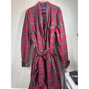 Pendleton Red Green Tartan Plaid Wool Robe 1970’s Vintage Size XL